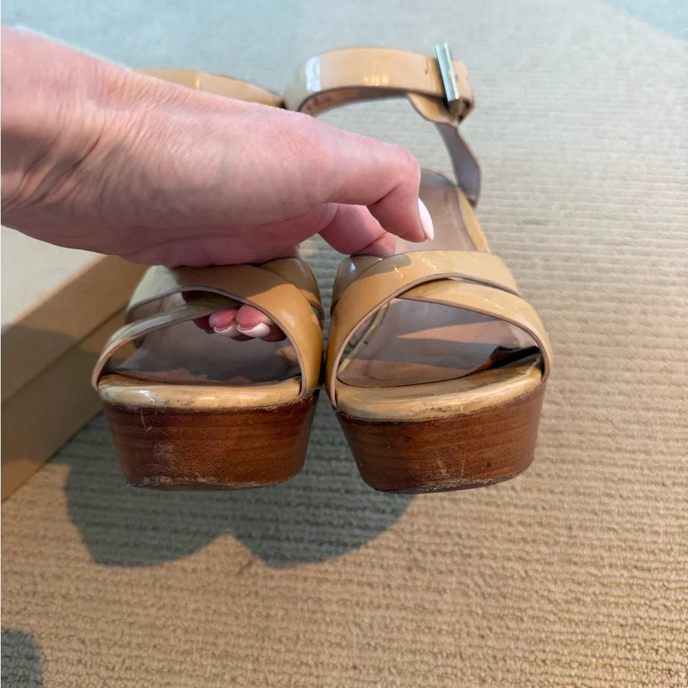 Joie Skyer Nude Beige Patent Platform Ankle Strap Sandals size 41 - Picture 8 of 10